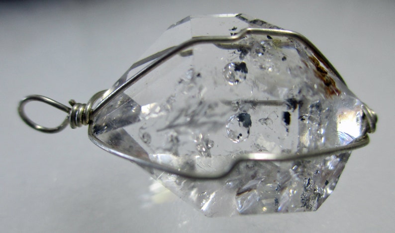 9.6 Gram HERKIMER DIAMOND Wirewrap Pendant Agentium Sterling Silver ww537 image 3