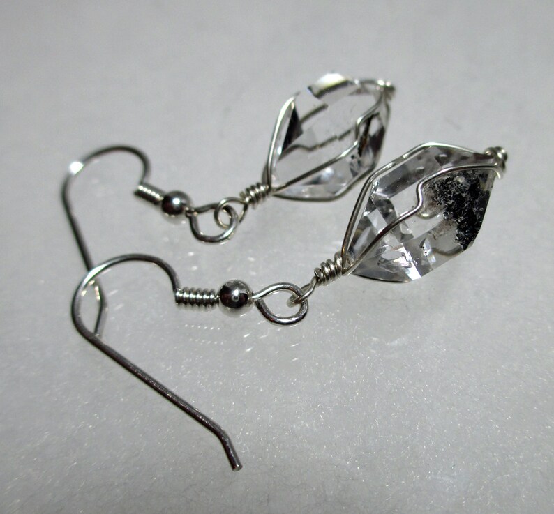 ww1302 1/2 Wirewrap HERKIMER DIAMOND EARRINGS Argentium Sterling Silver image 2
