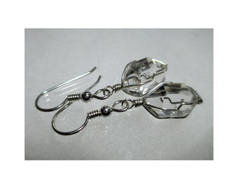 ww1277 - 1/2"+ Wirewrap HERKIMER DIAMOND EARRINGS - Argentium Sterling Silver