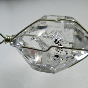 9.6 Gram HERKIMER DIAMOND Wirewrap Pendant Agentium Sterling Silver ww537 image 5