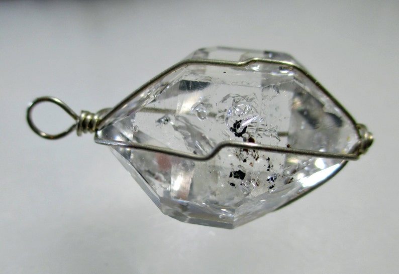 9.6 Gram HERKIMER DIAMOND Wirewrap Pendant Agentium Sterling Silver ww537 image 5