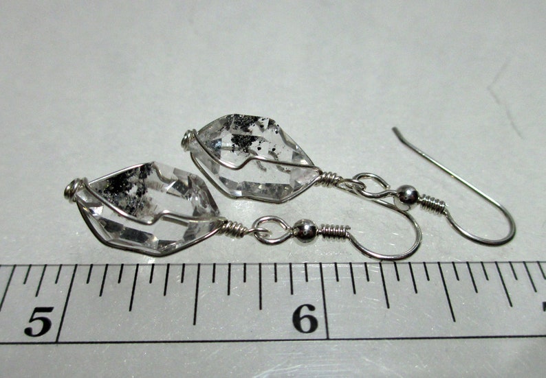 ww1302 1/2 Wirewrap HERKIMER DIAMOND EARRINGS Argentium Sterling Silver image 3