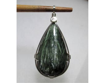 7,4 Gramm SERAPHINIT Anhänger - Argentium Sterlingsilber Wirewrap - ww1195