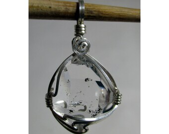 3/4" HERKIMER Diamant Wrapping Anhänger - Sterlingsilber Agentium---ww388