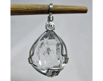 3/4"+ HERKIMER Diamant-Wrapping-Anhänger - Sterlingsilber Agentium---ww430
