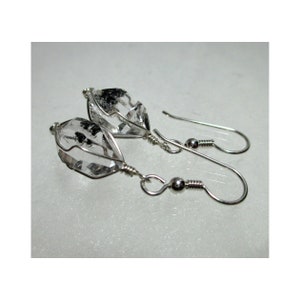 ww1302 1/2 Wirewrap HERKIMER DIAMOND EARRINGS Argentium Sterling Silver image 1