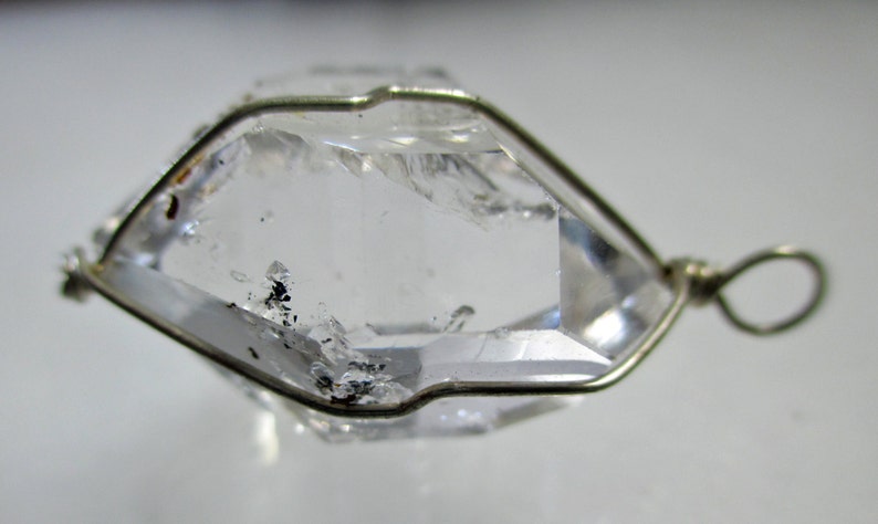 9.6 Gram HERKIMER DIAMOND Wirewrap Pendant Agentium Sterling Silver ww537 image 4