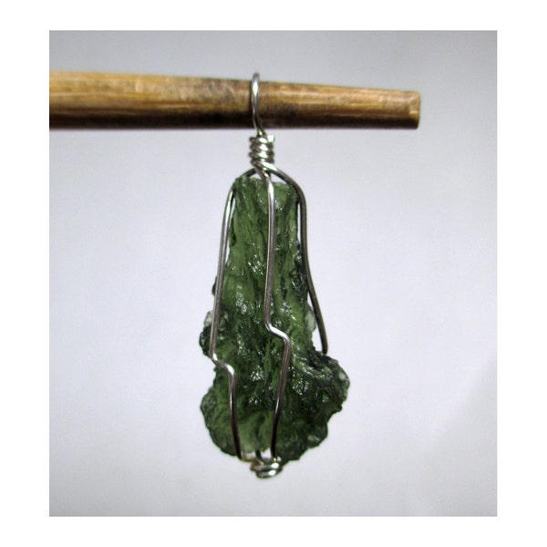 1.9 gram MOLDAVITE PENDANT in Argentium Silver Wirewrap - ww798