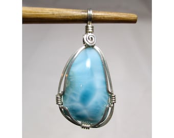 3,8 Gramm LARIMAR-Wrapping-Anhänger - Argentium Sterlingsilber - ww525