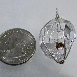 9.6 Gram HERKIMER DIAMOND Wirewrap Pendant Agentium Sterling Silver ww537 image 2