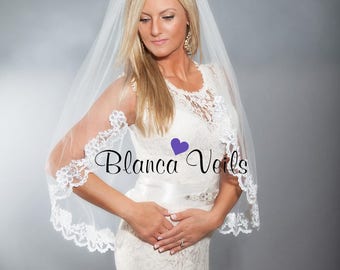 Kant Bruiloft sluier, Single Tier Veil