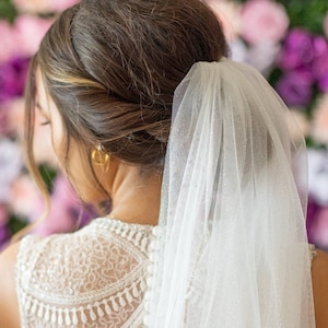 Glitter Wedding Veil | Sparkle Veil Cathedral Fingertip Ivory Bridal Veil, Single Tier, Wedding Veil Short Veil, Chapel Veil, Shiny Veil