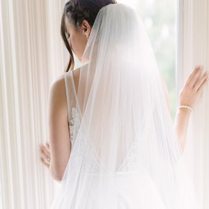 Soft Wedding Veil | Single Tier Wedding, Simple Veil, Cathedral Chapel Fingertip Ivory, White, Bridal Veil, Long Bridal Veil Cathedral Sheer