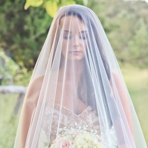 Blusher Wedding Veil | Soft Drop Veil Sheer Cathedral Fingertip Chapel, Veil with blusher, Very Sheer Wedding Veil, Drop Veil Wedding