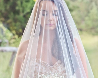 Blusher Wedding Veil | Soft Drop Veil Sheer Cathedral Fingertip Chapel, Veil with blusher, Very Sheer Wedding Veil, Drop Veil Wedding