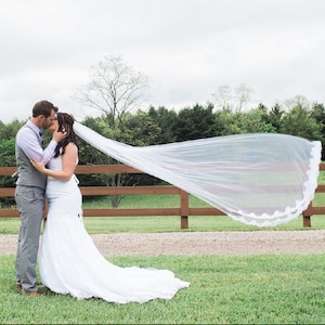 Lace Wedding Veil Partially Laced image 1