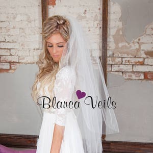 Two Tier Wedding Veil with Raw Edge, Bridal Veil