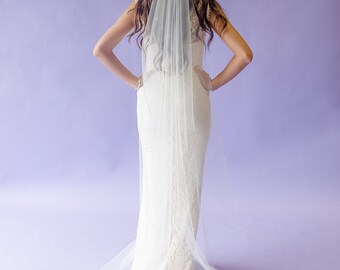 Cascade Cut Wedding Veil, Angel Cut Bridal Veil, Soft Tulle  display picture 3