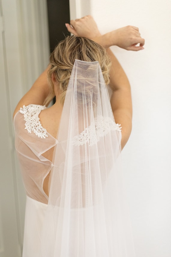 Very Sheer Soft Wedding Veil | Super Soft, Lightweight Veil, Ivory Wedding Veil, Cathedral Fingertip Veil, White Veil Bridal Veil Sheer Veil