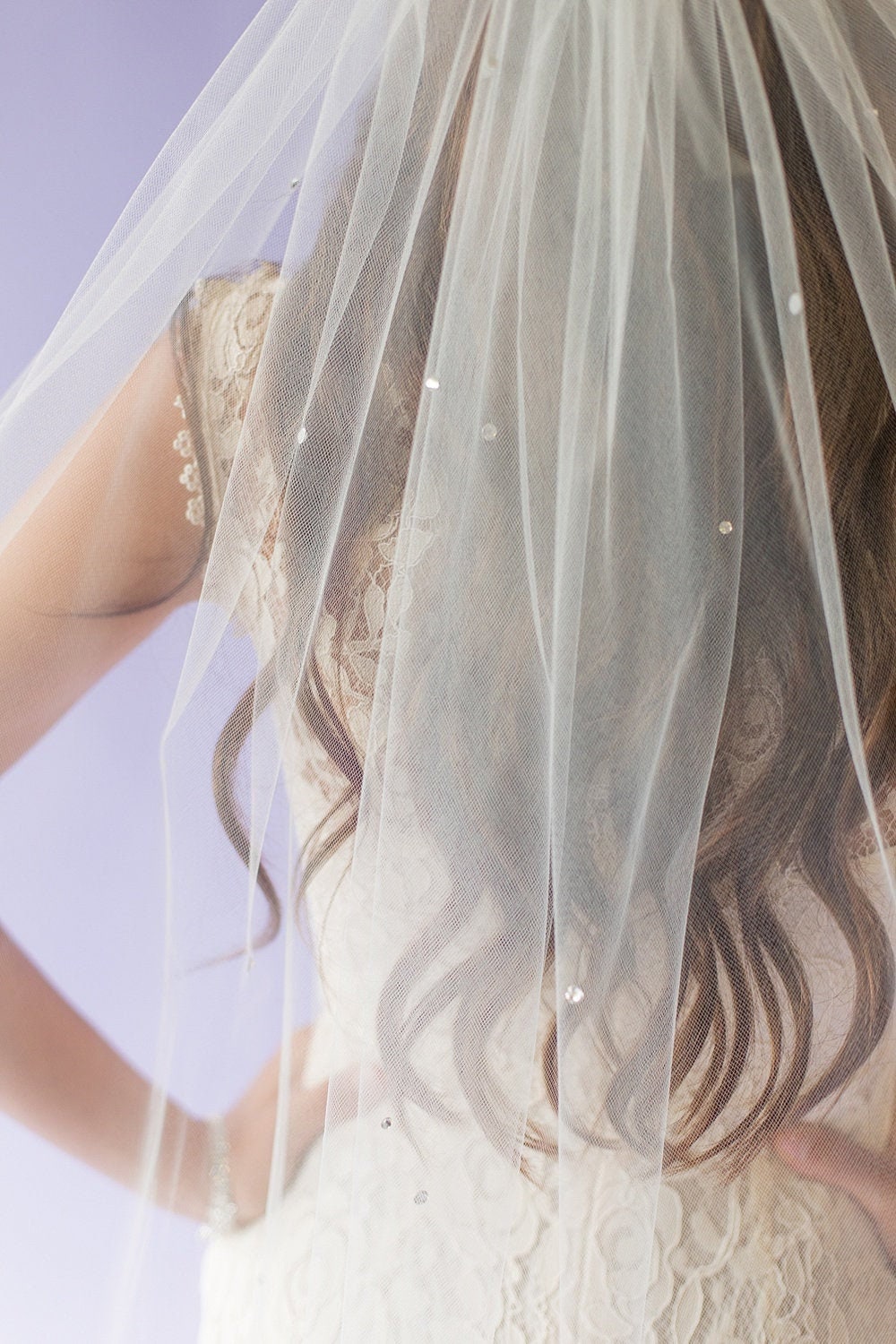 Swarovski Rhinestone Wedding Veil, Crystal Bridal Veil, Sparkle Cathedral Veil, Single Tier Tulle Veil, Glam Bridal Veil, Ivory White Veil