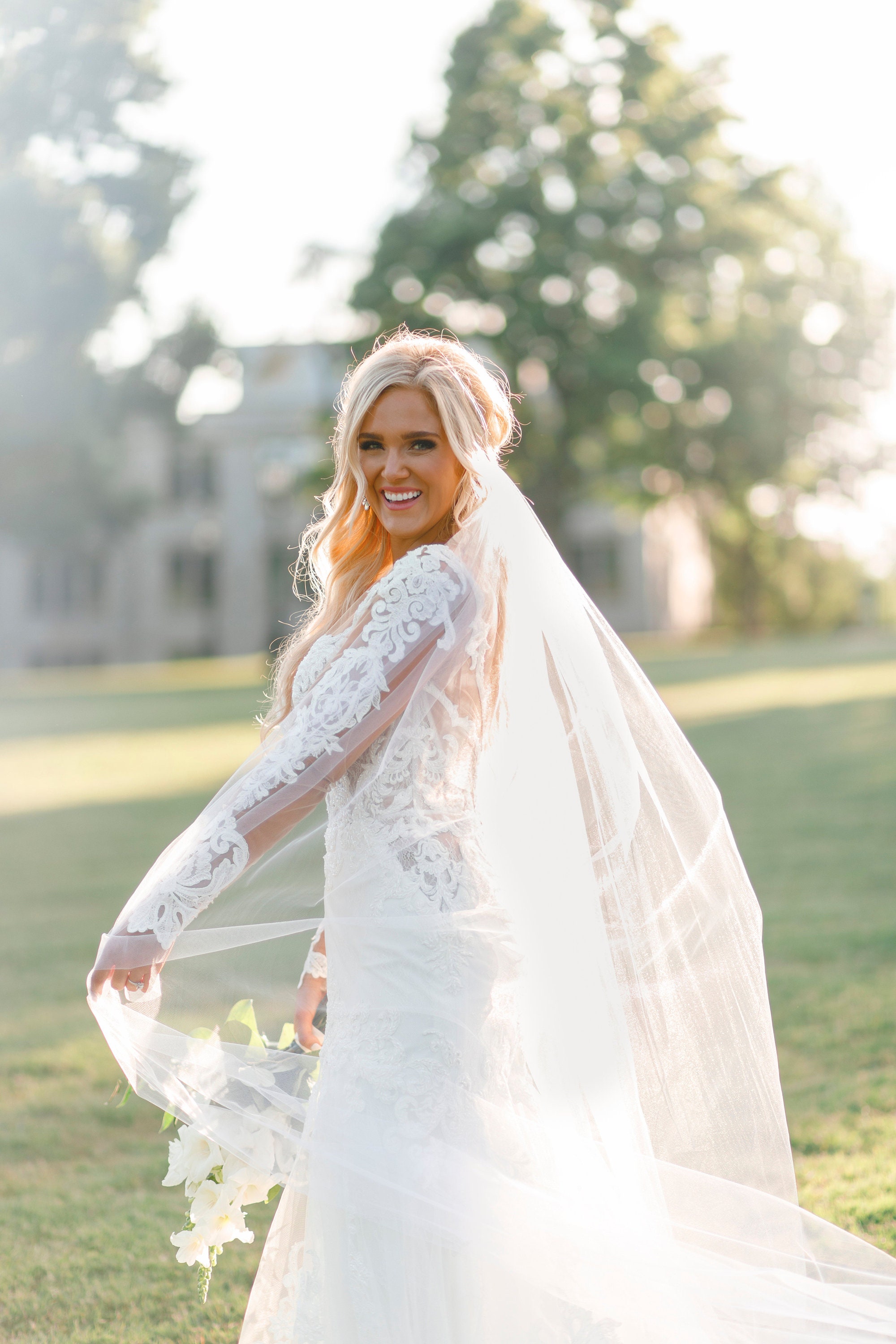 LoLa Ling Cathedral Wedding Veil with Comb Lace Appliques Soft Tulle 3m Meters Long Bridal Veil Wedding Accessories LoLa Ling Cathedral Wedding Veil with Comb Lace Appliques Soft Tulle 3m Meters Long Bridal Veil Wedding Accessories