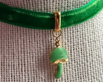 Mushroom necklace, Choker, Mushroom Choker, Enamel Mushrooms, Mushroom Farmer Choker, vintage Choker, Gift For Her, Organic Choker, Organic