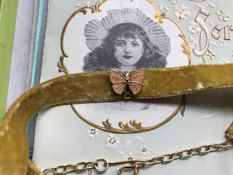 Vintage Velvet Choker Layered Choker Minimalist Choker Victorian Choker Butterfly Choker Guilloche Choker Butterflies Enamel Choker