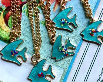 Fishing Tournament Gift for little girls, Fish necklaces, Fish Club, Aquarium Theme, Guppy Necklace, Fish necklace, angler, fish party#B262B