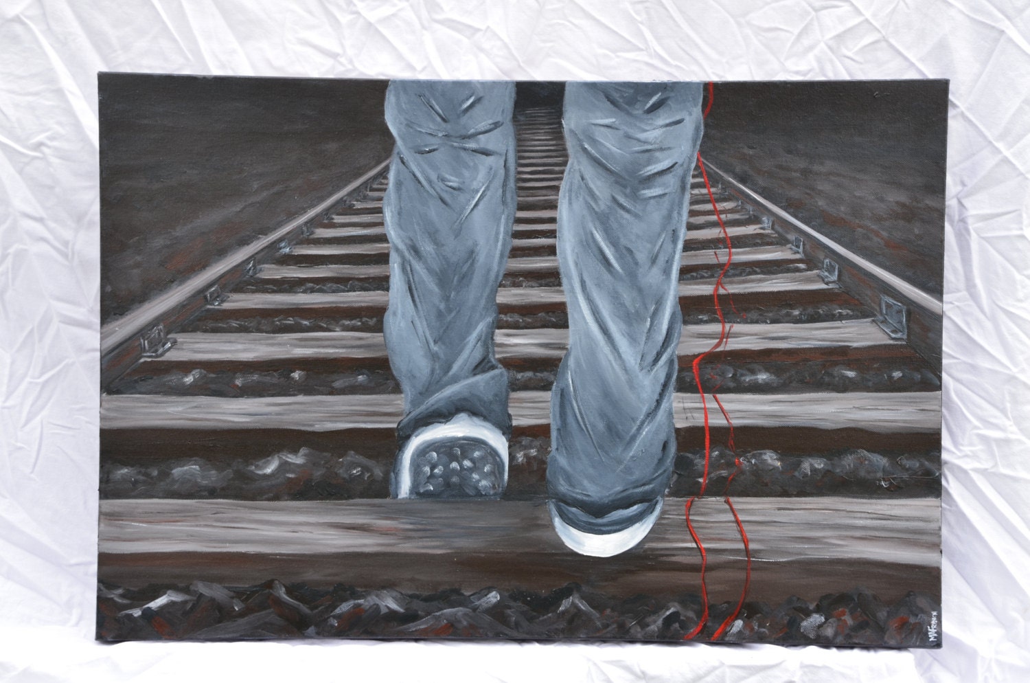 The Journey "red Thread of Destiny Series, Acrylic Painting - Etsy UK
