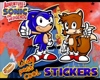 SEGA Adventures of Sonic the Hedgehog Stickers - Sonic and Tails Miles Prower Old School Television Series