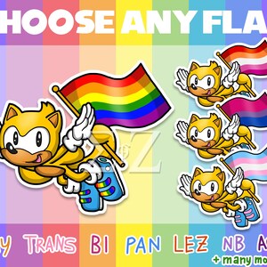 Autocollants en vinyle Sonic the Hedgehog Mania drapeau de la fierté LGBTQ+ Ray the Flying Flag - Choisissez Lesbienne, Gay, Bi, Trans, NB, Pan, Ace et plus !
