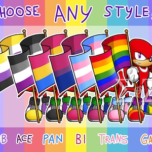 Adesivos de vinil da bandeira do orgulho LGBT SEGA Sonic the Hedgehog Knuckles - Escolha gay, bi, trans, NB, pan, asc e muito mais - Opção personalizável
