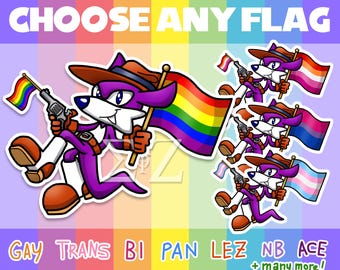Nack the Weasel Fang the Sniper Sonic the Hedgehog LGBTQ+ Pride Flag Vinyl Stickers - Choose Lesbian, Gay, Bi, Trans, NB, Pan, Ace & More!