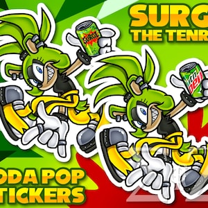 Adesivo de vinil Surge the Tenrec Soda Pop - Escolha Surge ou Mountain Dew - SEGA Sonic the Hedgehog IDW Comics