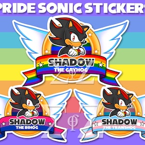 Adesivos de tela de título LGBTQ+ Shadow the Hedgehog - Vinil resistente à água 4" Long Sonic - Gay Bi Trans Pan Ace NB