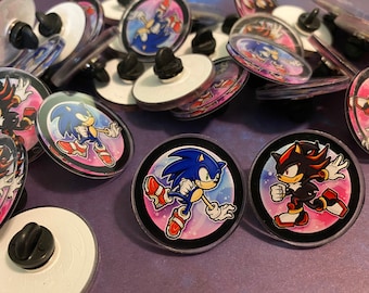 SEGA Sonic Adventure 2 Battle Acrylic Pin - Sonic the Hedgehog & Shadow the Hedgehog SA2B SA2 Dreamcast Nintendo Gamecube