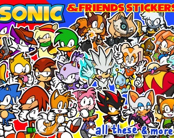 SEGA Sonic the Hedgehog & Friends Stickers - Tails Knuckles Amy Rose Shadow Rouge Silver Blaze Cream Eggman Espio Tangle Whisper and more!
