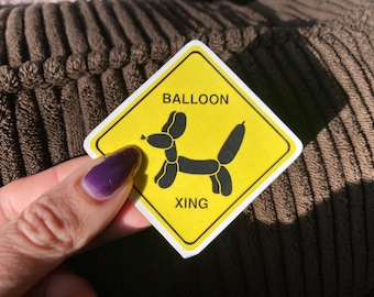 Balloon Dog Crossing Sticker - Balloon Doggie Xing