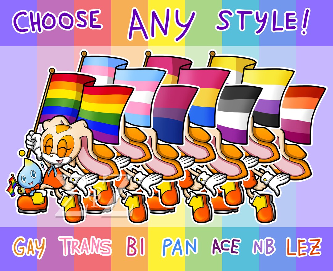 SEGA Sonic the Hedgehog Cream the Rabbit Chao LGBT Pride Flag Vinyl ...