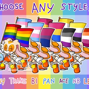 Adesivos de vinil da bandeira do orgulho LGBT da SEGA Sonic the Hedgehog Cream the Rabbit Chao - Escolha entre gay, bi, trans, NB, Pan, Ace e muito mais - Personalizável!