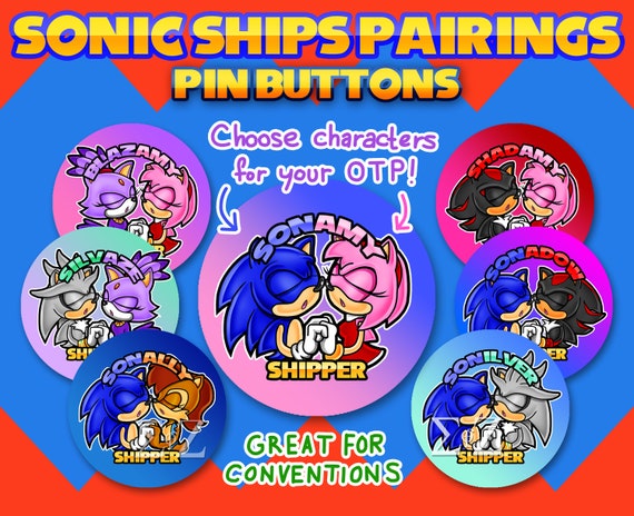 Sonic the Hedgehog Ships Pin Buttons Sonamy Sonally Sonadow -  Portugal