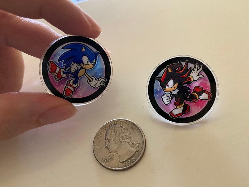 SEGA Sonic Adventure 2 Battle Acrylic Pin Sonic the Hedgehog & Shadow the Hedgehog SA2B SA2 Dreamcast Nintendo Gamecube image 2