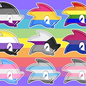 SEGA Sonic the Hedgehog hoofd silhouet logo LGBT Pride Flag vinyl stickers - Kies uit Gay, Bi, Trans, NB, Pan, Ace & More + Customs