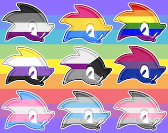 Adesivi in vinile con logo della bandiera LGBT Pride con silhouette della testa di Sonic the Hedgehog SEGA - Scegli tra Gay, Bi, Trans, NB, Pan, Ace e altro + personalizzazioni