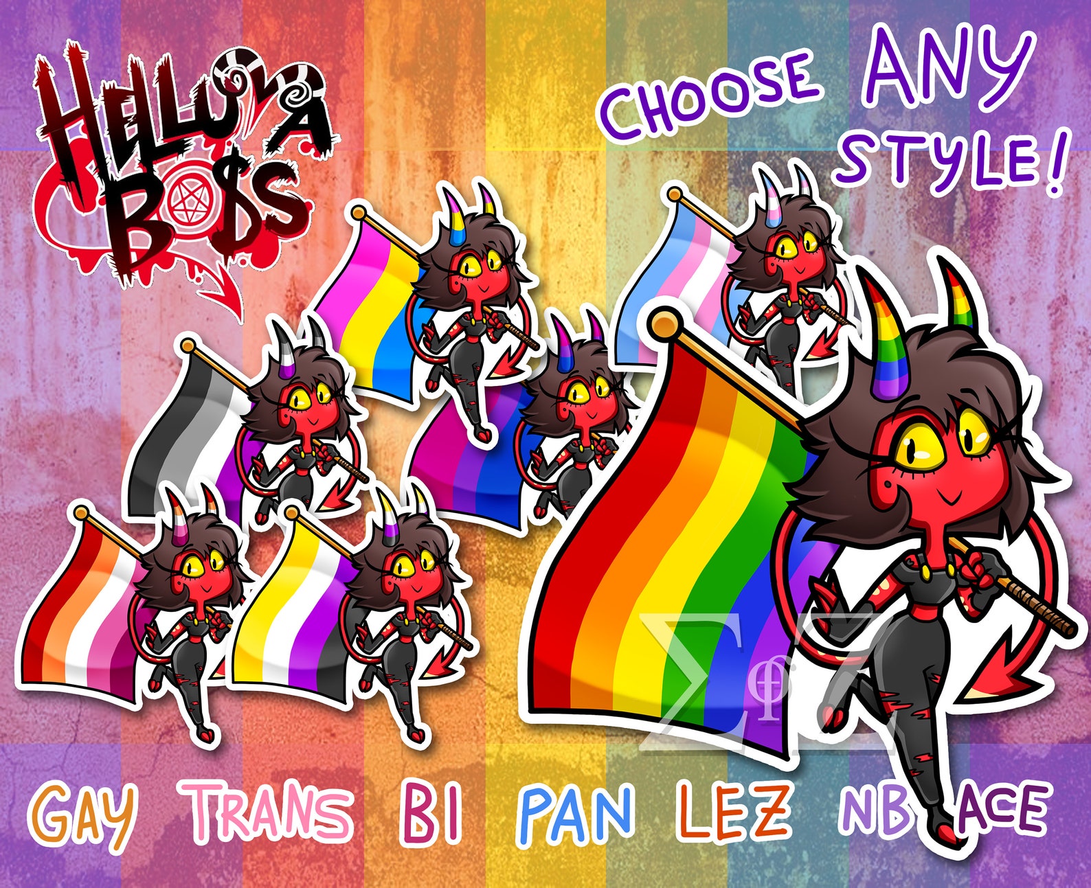 Helluva Boss Millie LGBT Pride Flag Vinyl Stickers Choose - Etsy