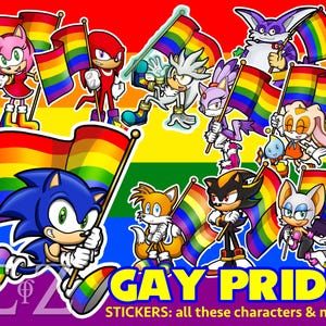 Gay Pride Sonic the Hedgehog Flagge Vinyl Aufkleber LGBTQ + - Wählen Sie Tails Knuckles Amy Rose Schatten Rouge Silber Blaze Creme Big Espio SEGA