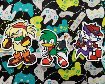 SEGA Sonic the Hedgehog Sticker Set- Team Hooligan Bean the Dynamite Nack the Weasel Bark the Polar Bear from Sonic the Fighters Mania