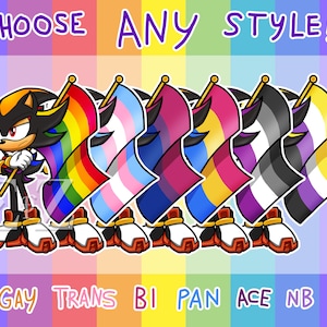 Autocollants en vinyle SEGA Sonic the Hedgehog Shadow Drapeau de la fierté LGBT - Choisissez Gay, Bi, Trans, NB, Pan, Ace et plus - Option personnalisable