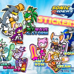 Sonic Riders Stickers - Jet Wave Storm Rouge Amy Rose Cream Blaze Silver SEGA Sonic the Hedgehog Nintendo GameCube