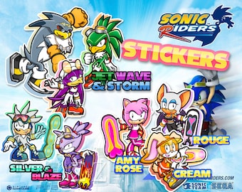Sonic Riders Stickers - Jet Wave Storm Rouge Amy Rose Cream Blaze Silver SEGA Sonic the Hedgehog Nintendo GameCube